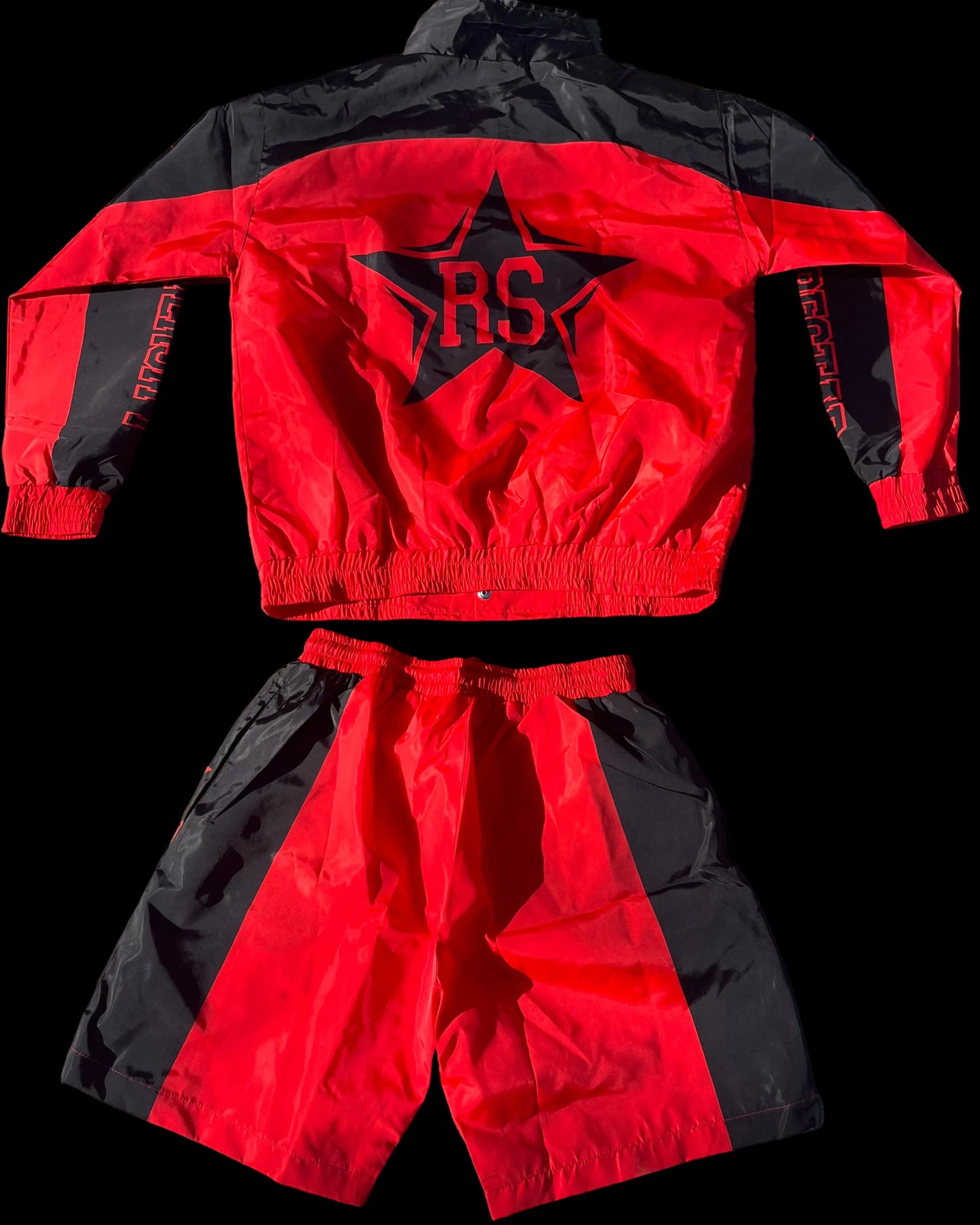 Red & black windbreaker short suit