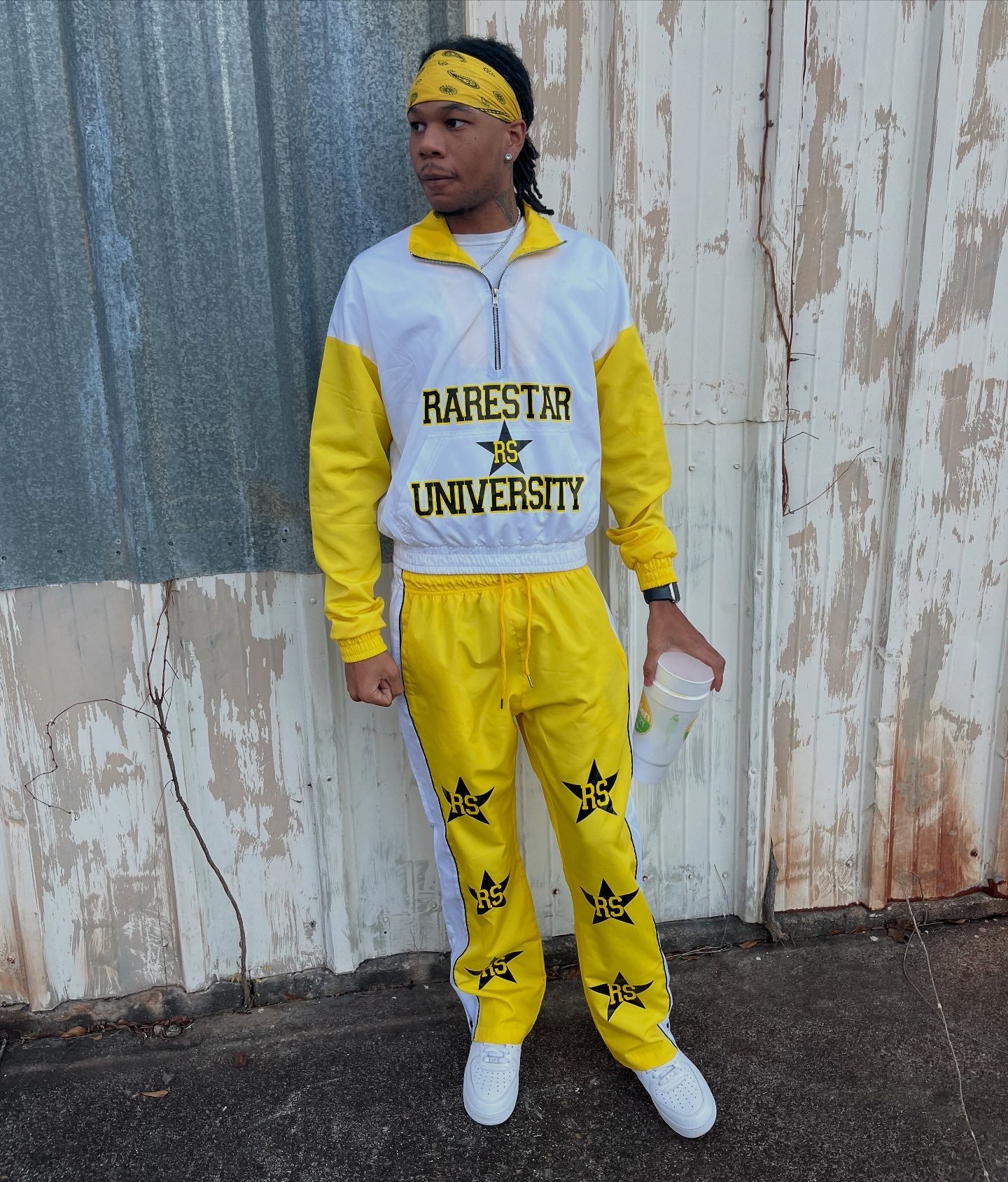 Yellow windbreaker suit